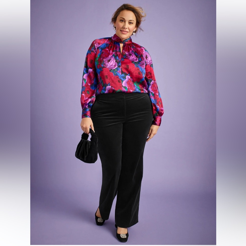 Talbots Vibrant Floral Blouse in Red and Purple